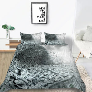 3D B&W Money Wave Bedding Set - Beddingify