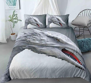 3D White Dragon Bedding Set - Beddingify