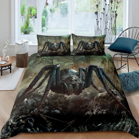 Image of 3D Spider 3 Pcs Quilted Comforter Set - Beddingify