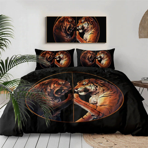Image of Yin Yang Tigers Black By JoJoesArt Bedding Set - Beddingify