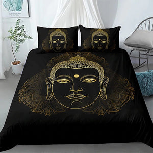 Lined Buddha Black Bedding Set - Beddingify