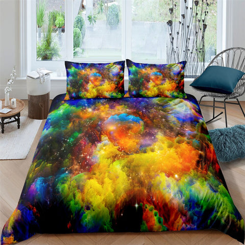 Image of Colorful Dust Starry 3Pcs Quilted Comforter Set - Beddingify