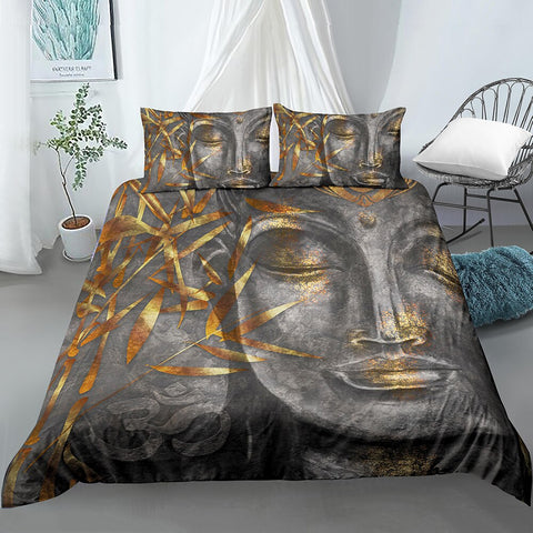 Black & Gold Buddha Statue Bedding Set - Beddingify