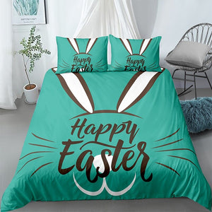 Happy Easter Teal Bedding Set - Beddingify