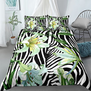 Easter Lily On Zebra Bedding Set - Beddingify