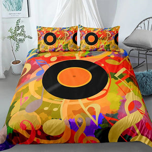Cartooned Music Disc Bedding Set - Beddingify