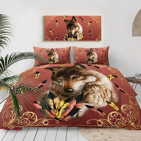 Royal Wolf Feather by Ismot Esha Bedding Set - Beddingify