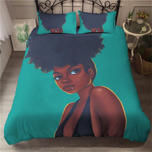 Black Textured Hair Girl Bedding Set - Beddingify