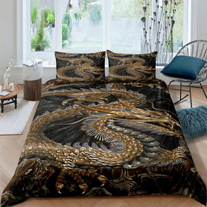 Armored Dragon 3 Pcs Quilted Comforter Set - Beddingify