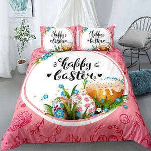 Happy Easter Pink Bedding Set - Beddingify