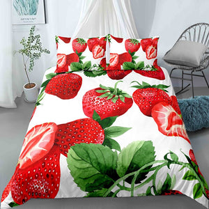 3D Strawberries Bedding Set - Beddingify