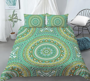 Mandala Wheels Jade Bedding Set - Beddingify