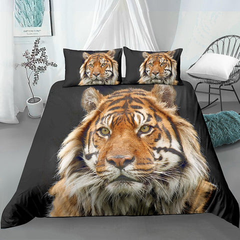 3D Tiger Black Bedding Set - Beddingify