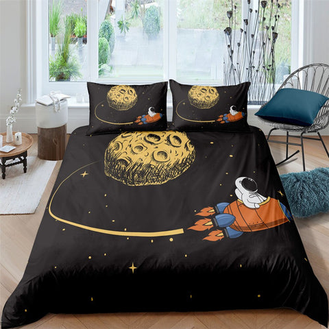 Image of Astronaut Black Duvet Bedding Set