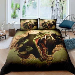 3D Dinosaur 3 Pcs Quilted Comforter Set - Beddingify