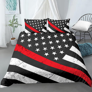 B&W America Flag Red Stripe Bedding Set - Beddingify