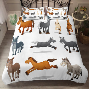 Horse Cartoon Bedding Set