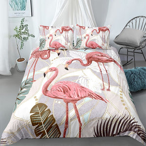 Cartooned Flamingos Bedding Set - Beddingify