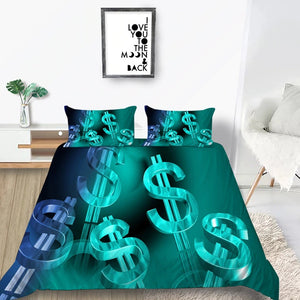 3D Dollar Teal Bedding Set - Beddingify