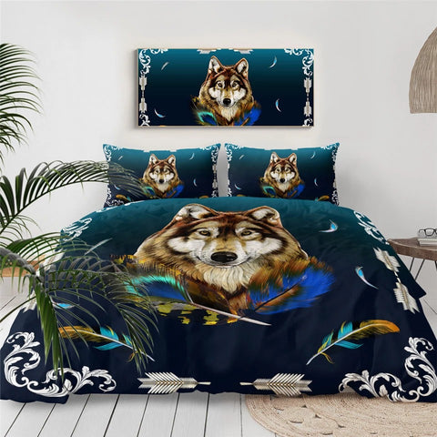 Image of Royal Wolf Blue by Ismot Esha Bedding Set - Beddingify
