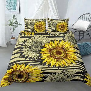Black&Yellow Sunflowers Bedding Set - Beddingify