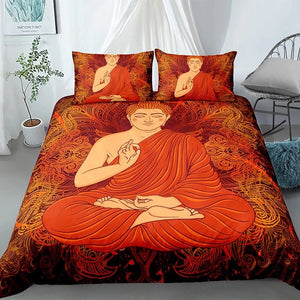 Orange Robe Buddha Mandala Motif Bedding Set - Beddingify