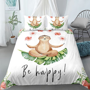 Be Happy Sloth Bedding Set - Beddingify