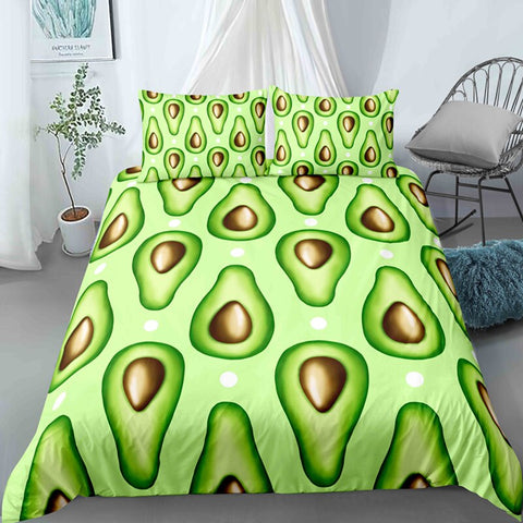 Avocado Patterns Jade Bedding Set - Beddingify