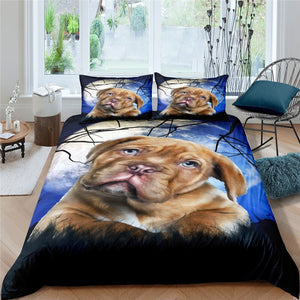 3D Dog 3 Pcs Quilted Comforter Set - Beddingify