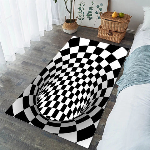 Image of Black White Swirl Optical Illusion Pattern SWDD8293 Rug