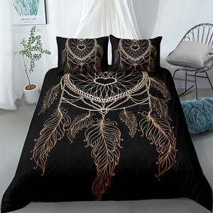 Heart Dreamcatcher Black Bedding Set - Beddingify