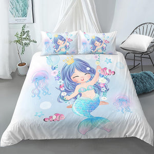Cheery Blue Mermaid Bedding Set - Beddingify