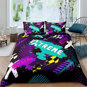 Extreme Teal & Purple 3 Pcs Quilted Comforter Set - Beddingify