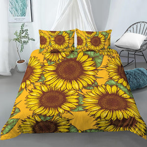 Sunflowers Browny Bedding Set - Beddingify