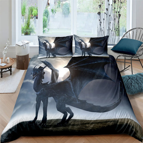 Image of Dark Dragon 3 Pcs Quilted Comforter Set - Beddingify
