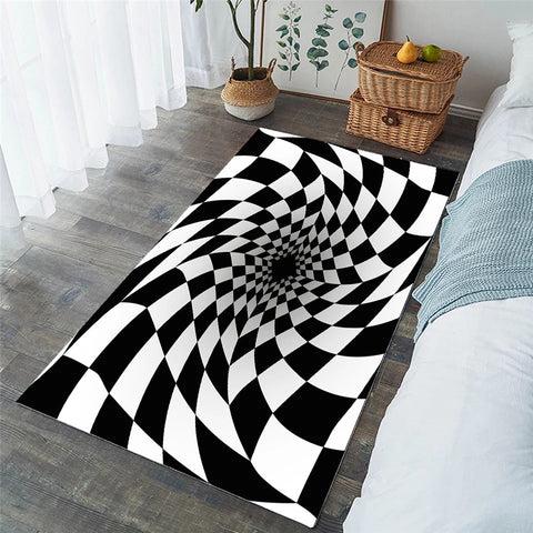 Image of Checkerboard Swirl Optical Illusion Pattern SWDD8294 Rug