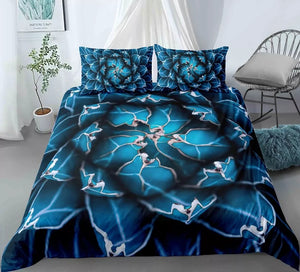 3D Exotic Plant Blue Bedding Set - Beddingify