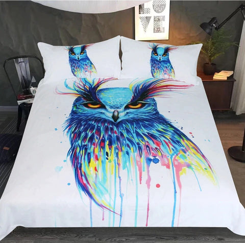 Image of Owl By Pixie Cold Art Bedding Set - Beddingify