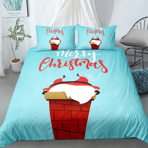 Chimney Stuck Santa Bedding Set - Beddingify
