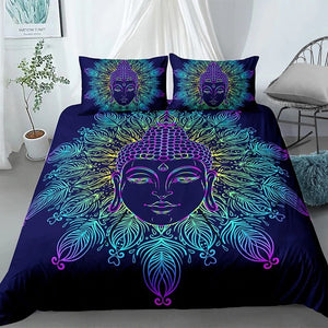 Mandala Buddha Dark Blue Bedding Set - Beddingify