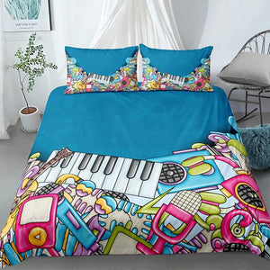 Musical Instrument Blue Bedding Set - Beddingify