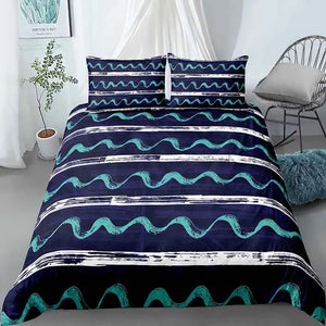Stripes & Wave Lines Bedding Set - Beddingify