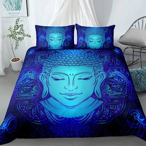 Blue Glowing Buddha Bedding Set - Beddingify