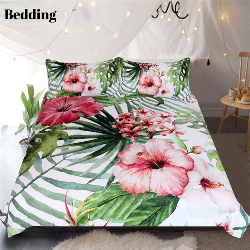 Flowers Leaves Bedding Set - Beddingify