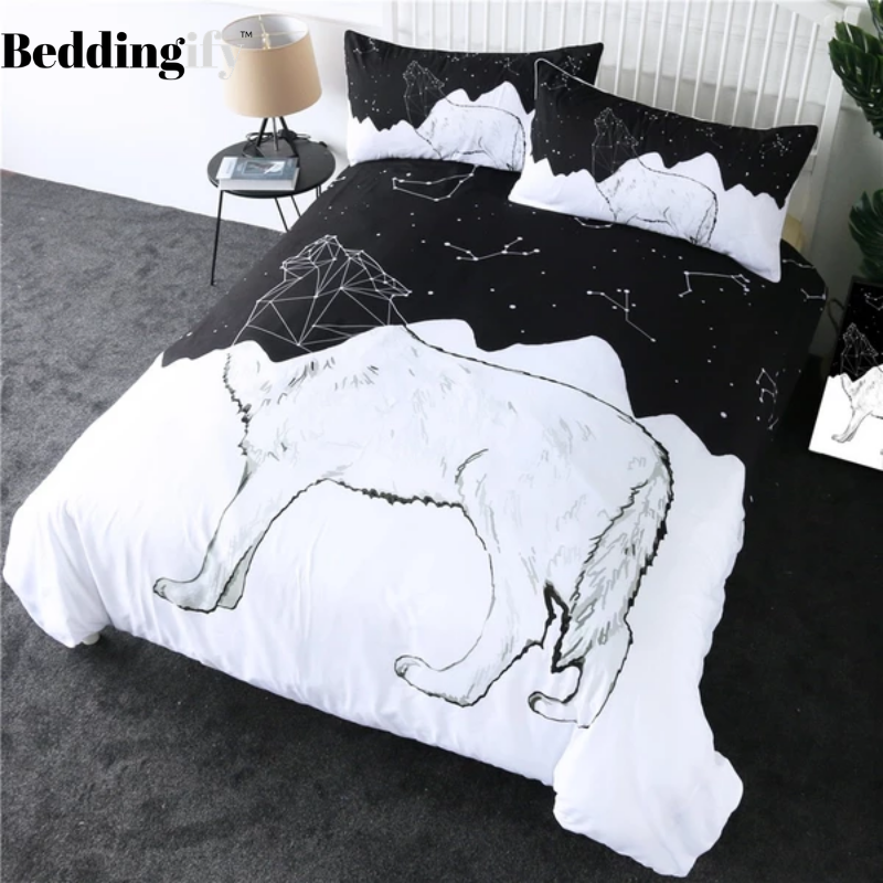 Wolf Constellation Lines Bedding Set - Beddingify