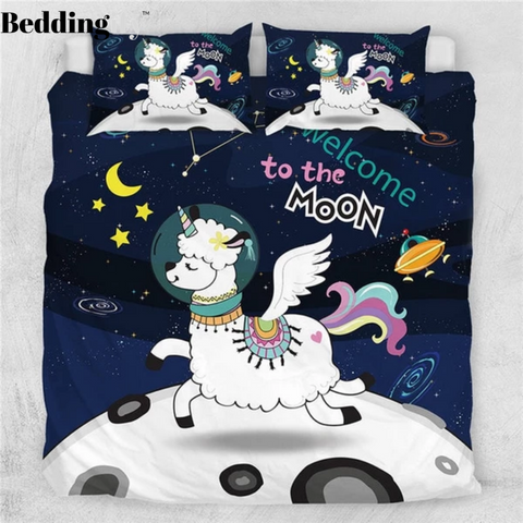 Image of Unicorn Llama Quilt Cover Comforter Set - Beddingify