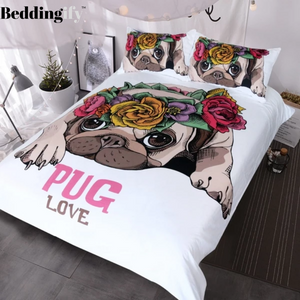 Love Pug Rose Bedding Set - Beddingify