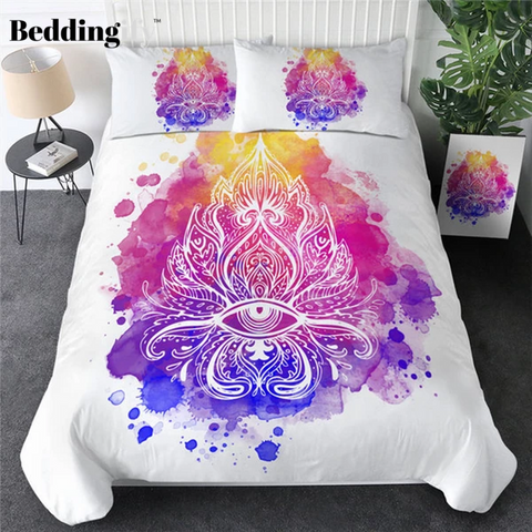 Image of Artistic Abstract Lotus Boho Hippie Comforter Set - Beddingify