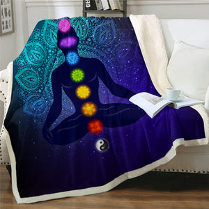 Chakra Zen Meditation Sherpa Fleece Blanket