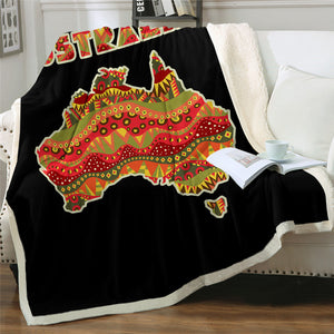 Australia Map Themed Sherpa Fleece Blanket